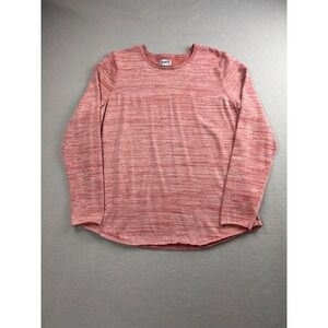 Duluth Trading Co Womens XL Pink Space Dye Long Sleeve Crewneck Shirt Curved Hem